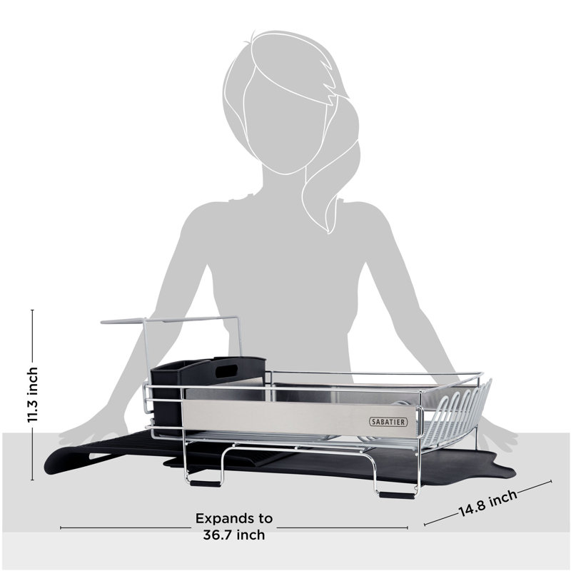 Sabatier Expandable Stainless Steel Dish Rack, 30Inch, Black & Reviews